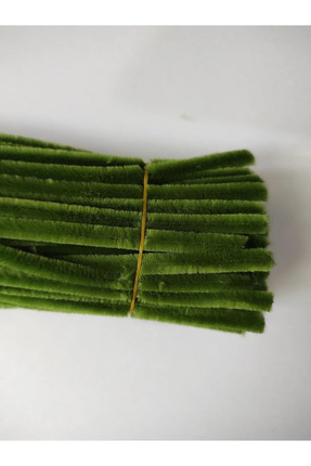25'li Ordu Yeşil Renkli Şönil, Çiçek Yapımına Uygun Tüylü Tel, 30 Cm 6mm Image 2