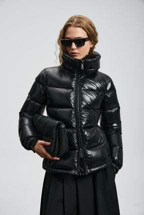 122120044 Flash Kaz Tüyü Kadın Mont SİYAH Image 2