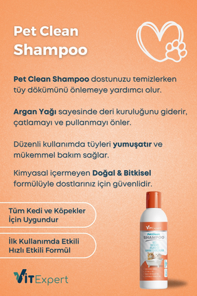 Pet Clean Tüy Döküm Önleyici Evcil Hayvan İçin Vitamin ve Doğal Yağlar Kedi ve Köpek Bakım Şampuanı Image 1