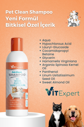 Pet Clean Tüy Döküm Önleyici Evcil Hayvan İçin Vitamin ve Doğal Yağlar Kedi ve Köpek Bakım Şampuanı Image 5