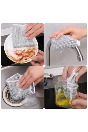 1 Adet Çok Fonksiyonlu Temizlik Bezi Kir Çıkartıcı Bez Teli Kir Pas Çıkarıcı Ürün Mutfak Ovma Telli Image 1