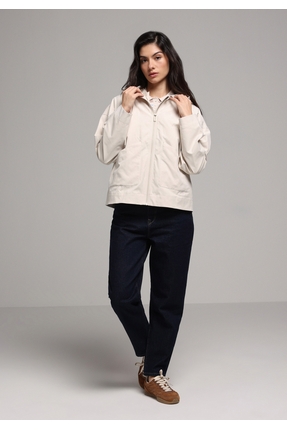 Regular Fit Kadın Ekru Yağmurluk Image 2