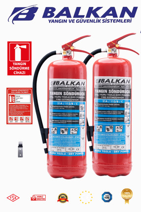 6 KG RUHSATA UYGUN 4YIL TOZLU YANGIN TÜPÜ 2 ADET SET (TALİMAT-LEVHA-ASKI) Image 1