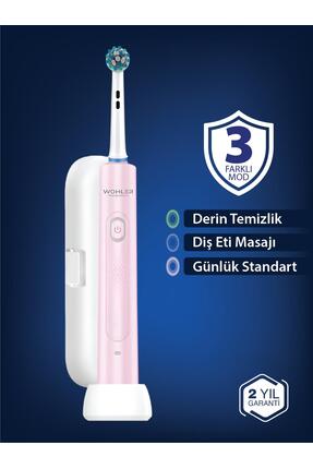 Değiştirilebilir Başlıklı Şarj Edilebilir Elektrikli Diş Fırçası - Pembe Image 2
