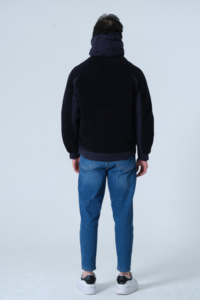 ERKEK MONT Kapüşonlu Pamuk Kumaş Detaylı Peluş Mont Image 6