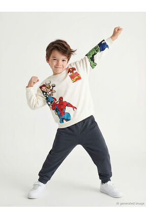 Bej Marvel Comics Baskılı Erkek Çocuk Sweatshirt Ve Eşofman Alt Image 0