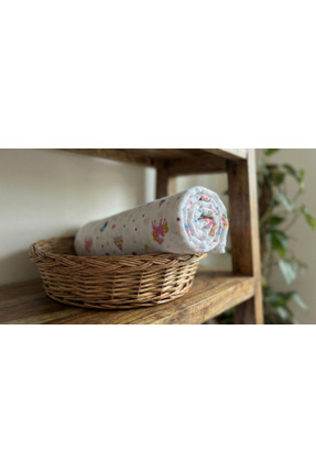 Desenli Müslin Bebek Battaniyesi, %100 Pamuklu Kundak Örtüsü (Ağız Mendili Hediyeli) Image 1