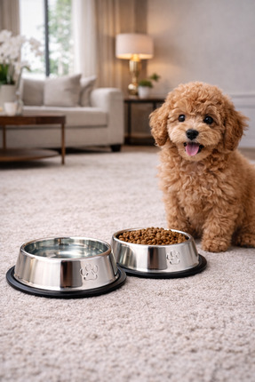 Devrilmez Kaydırmaz Taban Paslanmaz Çelik Kedi Köpek Mama ve Su Kabı 16 cm 250 ml 1 ADET Image 1