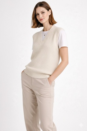 V YAKA TRİKO SÜVETER Image 1
