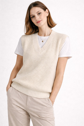V YAKA TRİKO SÜVETER Image 0