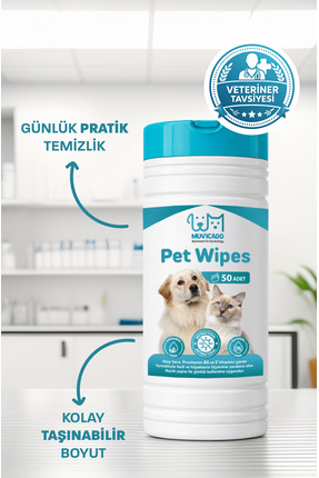 Evcil Hayvan Tüy Göz Kulak Pati Temizleme Mendili Kedi ve Köpekler İçin Islak Mendil 100 Adet Image 3