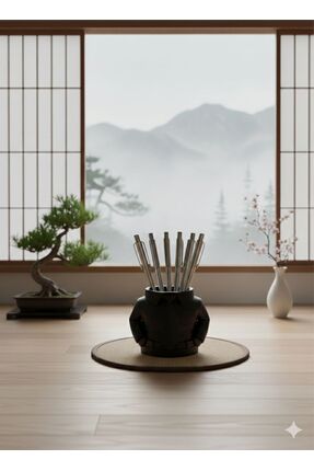 Gömlek Kravat Tasarımlı Masaüstü Kalemlik - Dekoratif Ofis Organizeri ve Yönetici Hediyesi Siyah Image 3