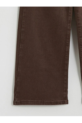 LCW Kids Kahverengi Wideleg Kız Çocuk Jean Pantolon Image 1