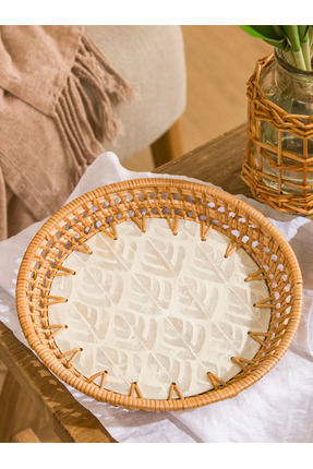 LCW HOME Kahverengi Dekoratif Hasır Tepsi 22 Cm Image 1