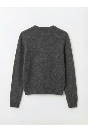 Gri Bisiklet Yaka Kadın Triko Hırka Image 1