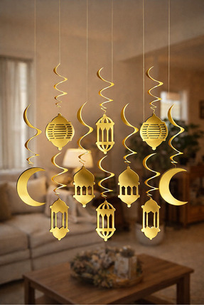 10 lu Metalize Ramazan Tavan Sarkıt Süsü Image 0