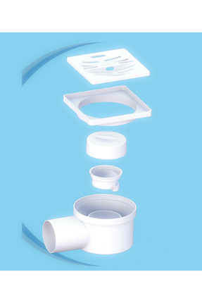 Plastik Çekvalfli Yer Sifonu Yandan Çıkış 50 mm 10x10 cm - Koku Giderici Sifon Image 0