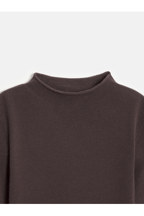 10841 Dik Yaka Kaşmir Karışımlı Triko Kazak-Koyu Kahve Image 7