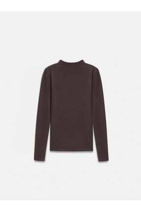 10841 Dik Yaka Kaşmir Karışımlı Triko Kazak-Koyu Kahve Image 6