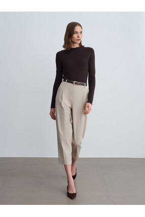 10841 Dik Yaka Kaşmir Karışımlı Triko Kazak-Koyu Kahve Image 4