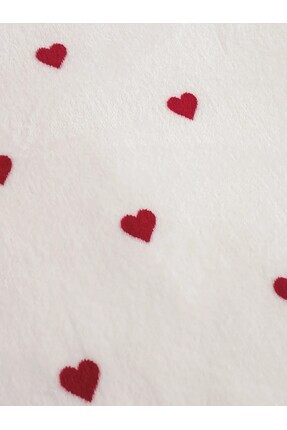 LCW HOME Kırmızı Kalp Desenli Çift Kişilik Battaniye Image 2