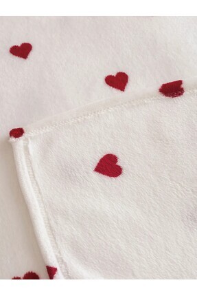 LCW HOME Kırmızı Kalp Desenli Çift Kişilik Battaniye Image 3