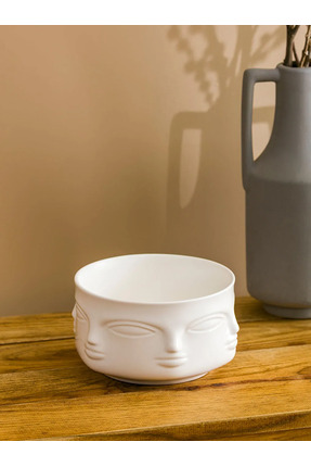 LCW HOME Beyaz Yüz Baskılı Porselen Kase 16 Cm Image 1