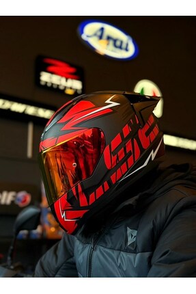 RAPID 2 CROMO MAT SİYAH-KIRMIZI KASK-KIRMIZI VİZÖR-SPOİLER (ÇİFT VİZÖRLÜ) Image 1