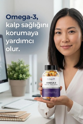 Omega-3 Premium Fish Oil 90 Softgel X 1000mg, Balık Yağı, Hidrolize Kolajen & C Vitamini Image 2