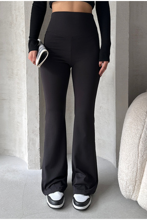 Oys Kadın Yüksek Bel Toparlayıcı Geniş Kemer Penye İspanyol Paça Tayt Image 3