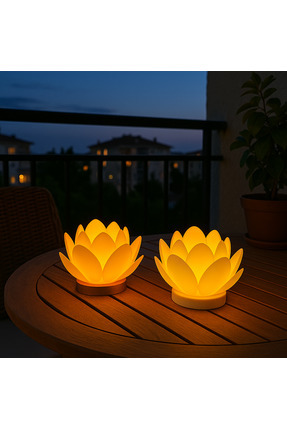 Lotus Çiçeği Tasarım Pilli Led Mum | Dekoratif Meditasyon Ambiyans Mumluk | Gece Lambası (Mus3D) Image 5