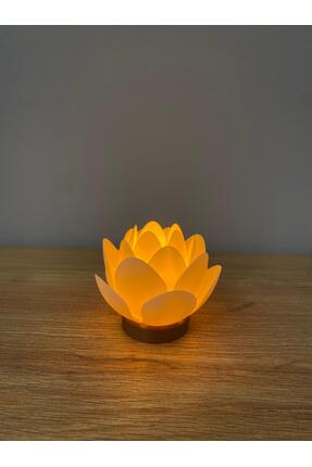 Lotus Çiçeği Tasarım Pilli Led Mum | Dekoratif Meditasyon Ambiyans Mumluk | Gece Lambası (Mus3D) Image 1