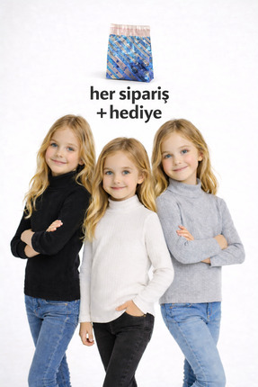 Ribanalı yarım Boğazlı erkek Kız Çocukboğazlı badi 3 Renk (3adet) Image 0