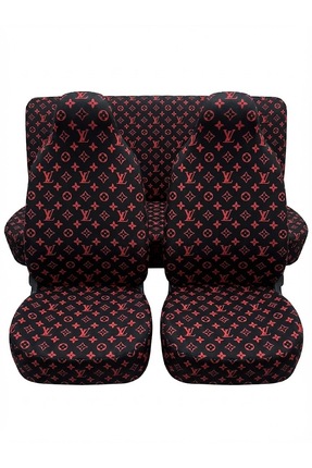 BASKILI KIRMIZI SERVİS KILIFI 4'LÜ TAKIM ÖN ARKA OTO KOLTUK KILIFI Image 0