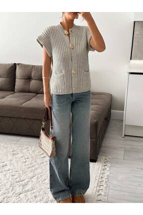 Kalın Örgü Triko Yelek Image 2