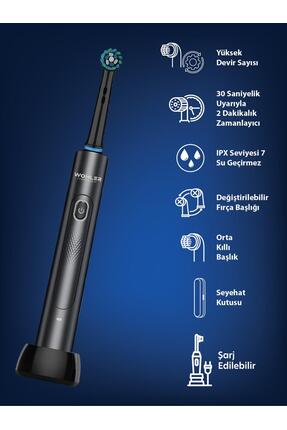 Değiştirilebilir Başlıklı Şarj Edilebilir Elektrikli Diş Fırçası - Siyah Image 4