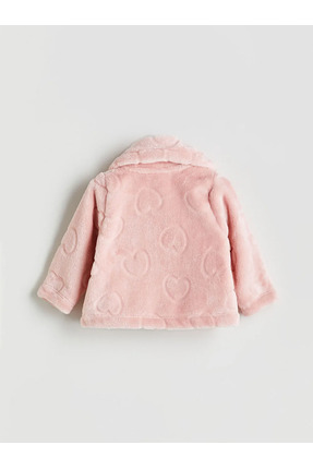 LCW baby Pembe Bebe Yaka Kız Bebek Pelüş Mont Image 3