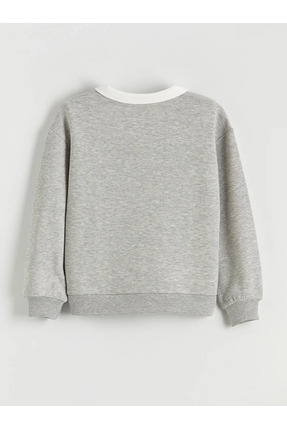 LCW Kids Gri Polo Yaka Kız Çocuk Sweatshirt Ve Eşofman Alt Image 2