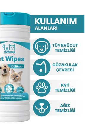 Evcil Hayvan Tüy Göz Kulak Pati Temizleme Mendili Kedi ve Köpekler İçin Islak Mendil 100 Adet Image 5