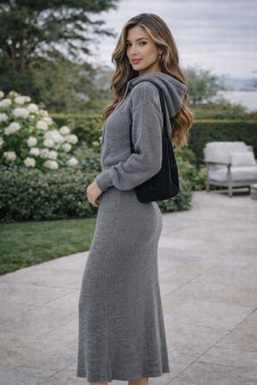 KAPÜŞÖNLÜ KADIN FİTİLLİ ELBİSE Image 1