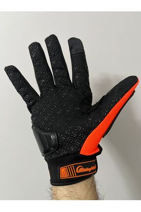 BABE 3 MEVSİM ORANJ MOTORSİKLET ELDİVENİ REFLEKTÖRLÜ Image 3