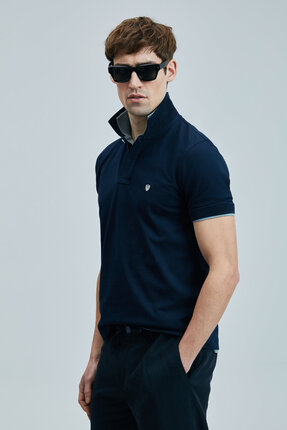 111040206 Laon Smart Polo Yaka Tişort Erkek T-Shirt LACİVERT Image 4