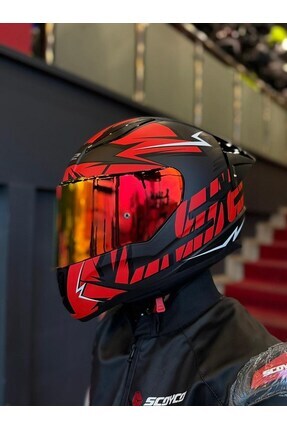 RAPID 2 CROMO MAT SİYAH-KIRMIZI KASK-KIRMIZI VİZÖR-SPOİLER (ÇİFT VİZÖRLÜ) Image 3
