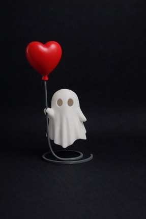 Sevgilisine kalpli balon götüren hayalet - Led lamba - Dekoratif Biblo - dekor - Pilli Mum Image 2