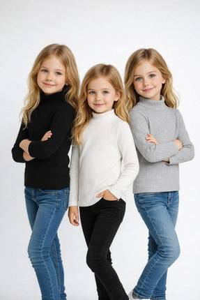 Ribanalı yarım Boğazlı erkek Kız Çocukboğazlı badi 3 Renk (3adet) Image 2