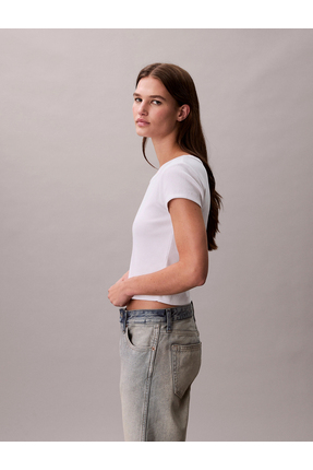 Kadın Woven Label Baby T-shirt Image 5