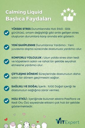 %100 Doğal Anti Stress Kedi Ve Köpekler Için Sakinleştirici Ve Rahatlatıcı Calming Liquid Damla 50ml Image 3
