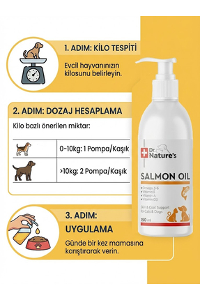 Köpekler ve Kediler İçin Somon Yağı Omega 3 – Kalp, Deri ve Tüy Sağlığına Destek, Balık Yağı 150 ml Image 4