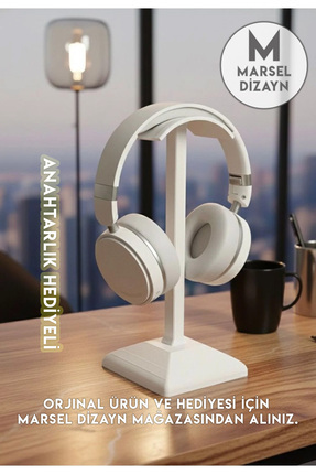 Dekoratif Gamer Kulaklık Standı - Kulaklık Tutucu - BEYAZ - 24 CM - Anahtarlık Hediyeli Image 1