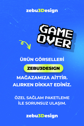 Retro Game Over Kabartmalı Dekoratif Obje - Siyah | Masaüstü ve Duvar Süsü | Hediye Image 2